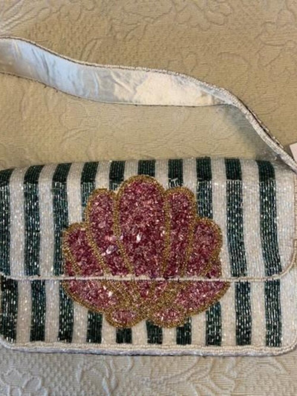 Embellished Pink Shell Applique Shoulder Bag